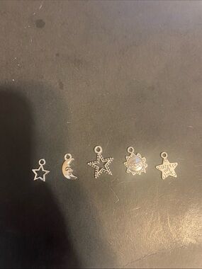 Silver Celestial Charm Set - Stars, Moon & Sun